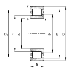 圆柱滚子轴承 NJ215-E-TVP2, 根据 DIN 5412-1 标准的主要尺寸, 半定位轴承, 可分离, 带保持架