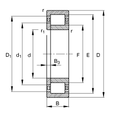 圆柱滚子轴承 NUP2312-E-TVP2, 根据 DIN 5412-1 标准的主要尺寸, 定位轴承, 可分离, 带保持架