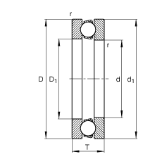 推力深沟球轴承 51209, 根据 DIN 711/ISO 104 标准的主要尺寸，单向，可分离
