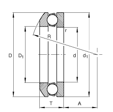 推力深沟球轴承 53312 + U312, 根据 DIN 711/ISO 104 标准的主要尺寸，单向，带球面轴承座圈和座圈，可分离