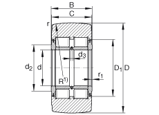 支撑型滚轮 NNTR130X310X146-2ZL, 满装滚子，轴向引导，两侧唇密封