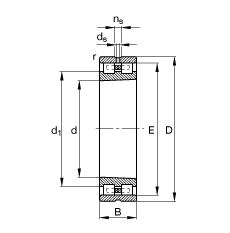 圆柱滚子轴承 NN3038-AS-K-M-SP, 根据 DIN 5412-4 标准的主要尺寸, 非定位轴承, 双列，带锥孔，锥度 1:12 ，可分离, 带保持架，减小的径向内部游隙，限制公差