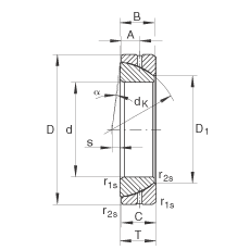 角接触关节轴承 GE90-SX, 根据 DIN ISO 12 240-2 标准，需维护