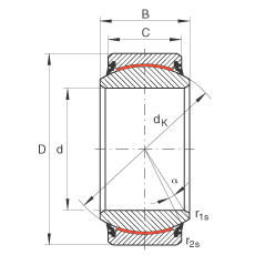 关节轴承 GE160-UK-2RS, 根据 DIN ISO 12 240-1 标准, 免维护，两侧唇密封