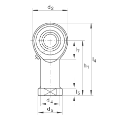 杆端轴承 GIKR30-PB, 根据 DIN ISO 12 240-4 标准，带右旋内螺纹，需维护