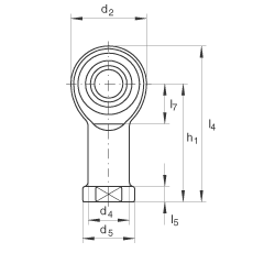 杆端轴承 GIKR20-PW, 根据 DIN ISO 12 240-4 标准，带右旋内螺纹，需维护