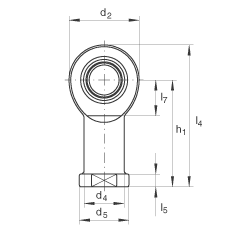 杆端轴承 GIL17-UK, 根据 DIN ISO 12 240-4 标准，带左旋内螺纹，需维护