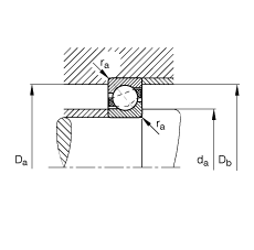 角接触球轴承 7219-B-JP, 根据 DIN 628-1 标准的主要尺寸，接触角 α = 40°