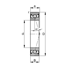 主轴轴承 HSS7012-C-T-P4S, 调节，成对安装，接触角 α = 15°，两侧唇密封，非接触，加严公差