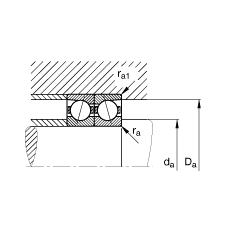 主轴轴承 B7216-C-T-P4S, 调节，成对安装，接触角 α = 15°，限制公差