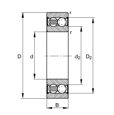 自调心球轴承 2205-2RS-TVH, 根据 DIN 630 标准的主要尺寸, 两侧唇密封
