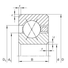 薄截面轴承 CSXD060, 四点接触球轴承，类型X，运行温度 -54°C 到 +120°C