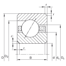 薄截面轴承 CSEA040, 角接触球轴承，类型E，运行温度 -54°C 到 +120°C