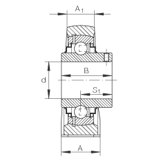 直立式轴承座单元 RASEY35-JIS, 铸铁轴承座，内圈带平头螺钉的外球面球轴承，R密封，根据 JIS 标准