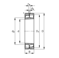调心滚子轴承 22226-E1-K, 根据 DIN 635-2 标准的主要尺寸, 锥孔，锥度 1:12